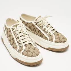Gucci Beige GG Canvas Tennis 1977 Treck Sneakers Size 43.5