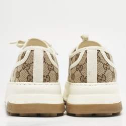 Gucci Beige GG Canvas Tennis 1977 Treck Sneakers Size 43.5