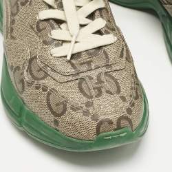 Gucci Beige Canvas Rhyton Low Top Sneakers Size 39.5