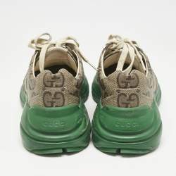 Gucci Beige Canvas Rhyton Low Top Sneakers Size 39.5