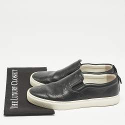 Gucci Black GG Embossed Leather Slip On Sneakers Size 42.5