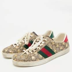 Gucci Beige/Brown GG Supreme Canvas Bee Ace Sneakers Size 43