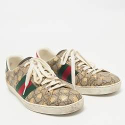 Gucci Beige/Brown GG Supreme Canvas Bee Ace Sneakers Size 43
