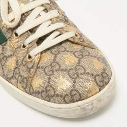 Gucci Beige/Brown GG Supreme Canvas Bee Ace Sneakers Size 43