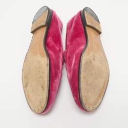 Gucci Pink Velvet Jordaan Horsebit Slip On Loafers Size 38