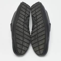 Gucci Navy Blue Leather Interlocking G Loafers Size 44