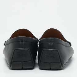 Gucci Navy Blue Leather Interlocking G Loafers Size 44