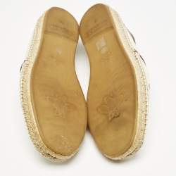 Gucci Off White Canvas Logo Graphic Print Slip On Espadrilles Size 43
