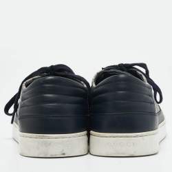 Gucci Navy Blue GG Supreme Canvas and Leather Low Top Sneakers Size 45