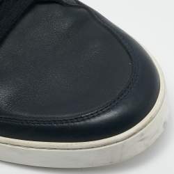 Gucci Navy Blue GG Supreme Canvas and Leather Low Top Sneakers Size 45