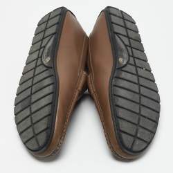 Gucci Beige Leather Slip On Penny Loafers Size 44