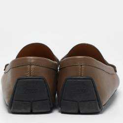 Gucci Beige Leather Slip On Penny Loafers Size 44