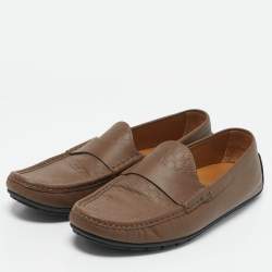 Gucci Beige Leather Slip On Penny Loafers Size 44