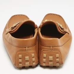 Gucci Brown Leather Horsebit Web Slip On Loafers Size 40.5