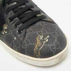 Gucci Navy Blue Coated Canvas Ace  Web Lace Up Sneakers Size 43
