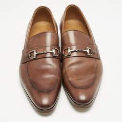 Gucci Brown Leather Horsebit Loafers Size 42