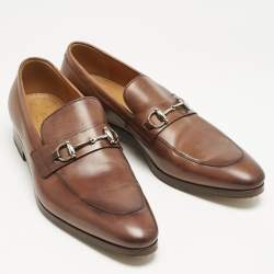 Gucci Brown Leather Horsebit Loafers Size 42