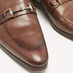 Gucci Brown Leather Horsebit Loafers Size 42