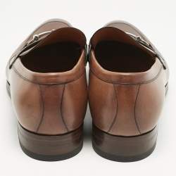 Gucci Brown Leather Horsebit Loafers Size 42