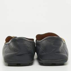 Gucci Navy Blue Leather GG Marmont Web Driver Slip On Loafers Size 39