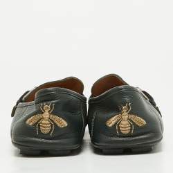 Gucci Green Leather Web Driver Loafers Size 40
