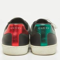 Gucci Black Leather Kingsnake Ace Lace Up Sneakers Size 43