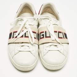 Gucci White Leather Ace Low Top Sneakers Size 43.5
