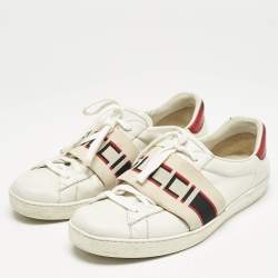 Gucci White Leather Ace Low Top Sneakers Size 43.5