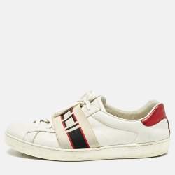 Gucci White Leather Ace Low Top Sneakers Size 43.5