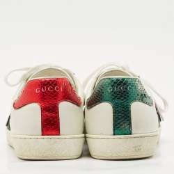 Gucci White Leather Ace Lace Up Sneakers Size 43