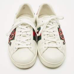 Gucci White Leather Ace Lace Up Sneakers Size 43