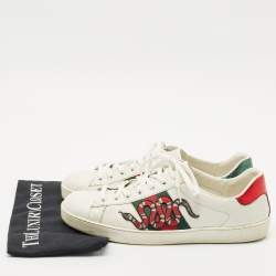 Gucci White Leather Ace Lace Up Sneakers Size 43