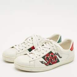 Gucci White Leather Ace Lace Up Sneakers Size 43