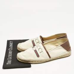 Gucci Off White Canvas Graphic Print Slip On Espadrilles Size 45