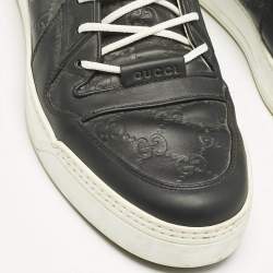 Gucci Black Guccissima Leather BasketBall High Top Sneakers Size 44.5