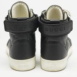 Gucci Black Guccissima Leather BasketBall High Top Sneakers Size 44.5