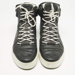 Gucci Black Guccissima Leather BasketBall High Top Sneakers Size 44.5