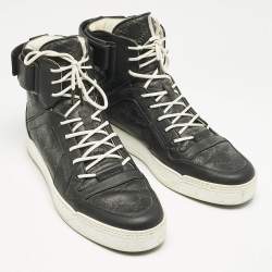 Gucci Black Guccissima Leather BasketBall High Top Sneakers Size 44.5