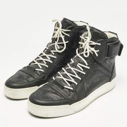 Gucci Black Guccissima Leather BasketBall High Top Sneakers Size 44.5