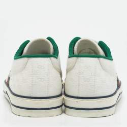 Gucci White Mini GG Jacquard Fabric Tennis 1977 Low Top Sneakers Size 43
