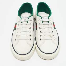 Gucci White Mini GG Jacquard Fabric Tennis 1977 Low Top Sneakers Size 43
