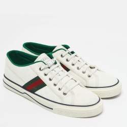 Gucci White Mini GG Jacquard Fabric Tennis 1977 Low Top Sneakers Size 43