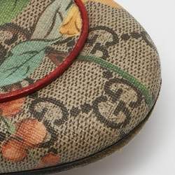 Gucci Multicolor Tian Print GG Supreme Canvas Horsebit Flat Mules Size 40