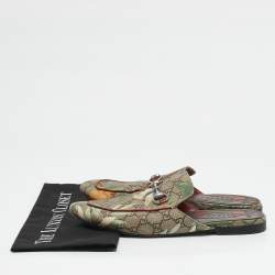 Gucci Multicolor Tian Print GG Supreme Canvas Horsebit Flat Mules Size 40