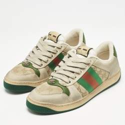 Gucci Multicolor GG Canvas and Nubuck Leather Screener Sneakers Size 41