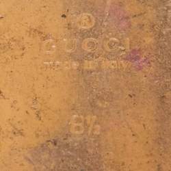 Pre Owned Gucci Black/Brown Velvet and Fur Lined Princetown Flat Mule Size 42.5