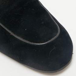 Pre Owned Gucci Black/Brown Velvet and Fur Lined Princetown Flat Mule Size 42.5