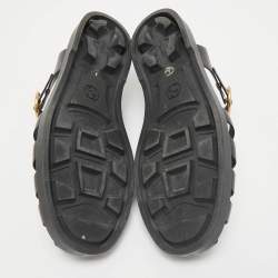 Gucci Black Rubber Double G Lion Head Strap Flat Sandals Size 43