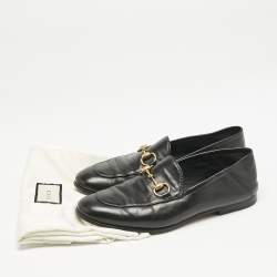 Gucci Black Leather Jordaan Horsebit Slip On Loafers Size 39