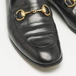 Gucci Black Leather Jordaan Horsebit Slip On Loafers Size 39